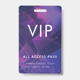 Badge Code à barres VIP personnalisé géométrique violet