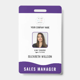 Badge Code barre customisé, logo, nom, photo ID employé