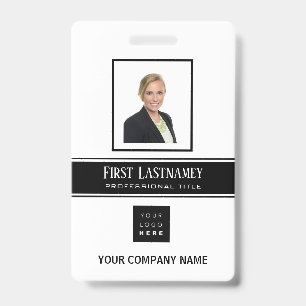 Badge Code barre employé Logo nom Scanner Blanc Vertical