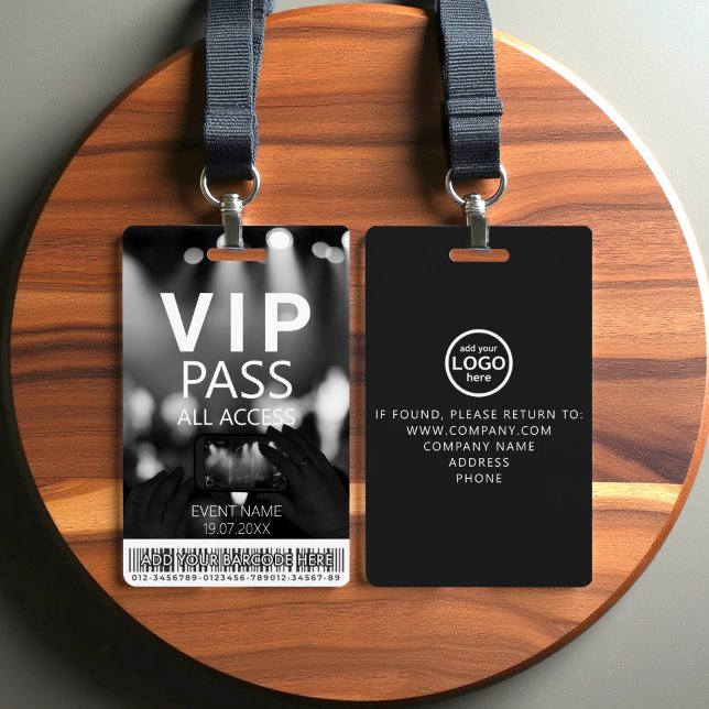 Badge Code-barres d'accès VIP tout-accès noir et blanc B (Créateur téléchargé)