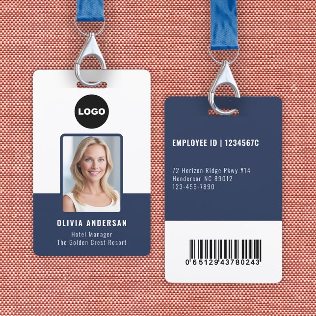 Badge Code-barres de la photo d'identité du personnel de (Navy Employee Photo ID Bar Code Company Security Badge)