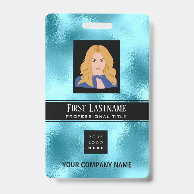 Badge Code-barres de l'employé Analyseur de noms Bleu ve (Avant)