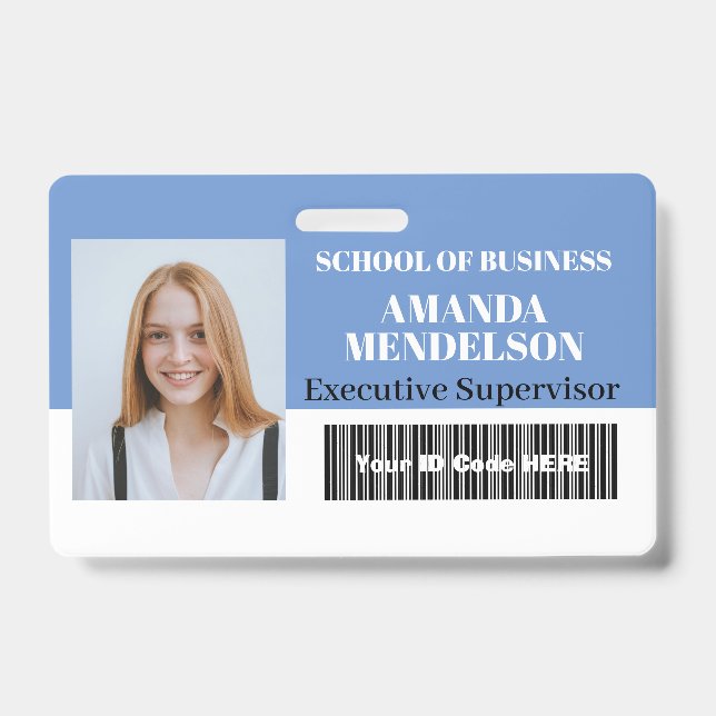 Badge Code-barres de l'étiquette d'identification photo  (Front)