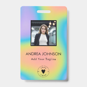Badge Code-barres de logo de photo d'employé holographiq