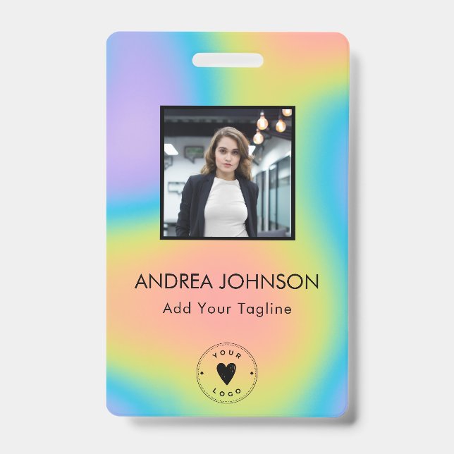 Badge Code-barres de logo de photo d'employé holographiq (Avant)