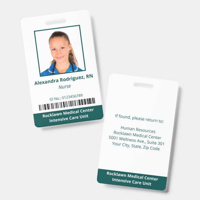 Badge Code-barres de photo d'employé Carte d'identité mé (Avant & arrière)