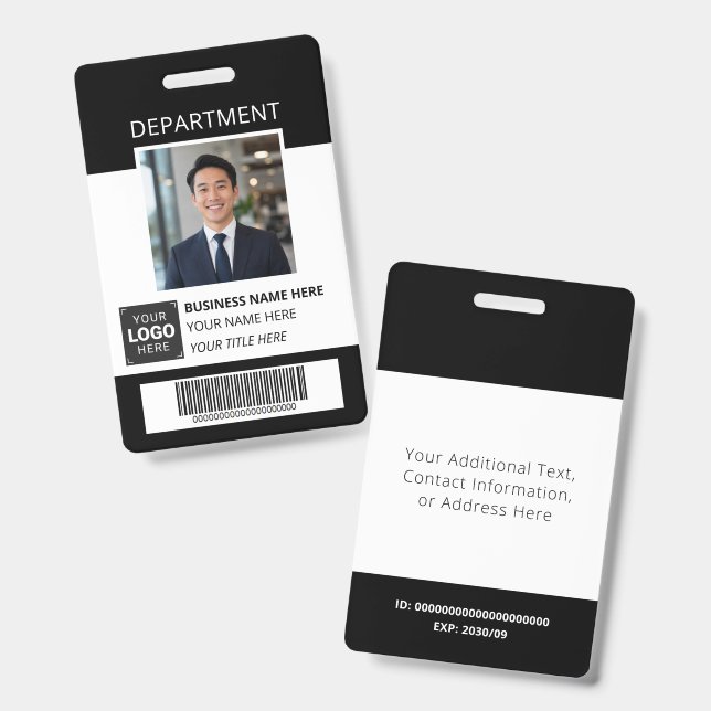 Badge Code-barres et logo d'entreprise (Avant & arrière)