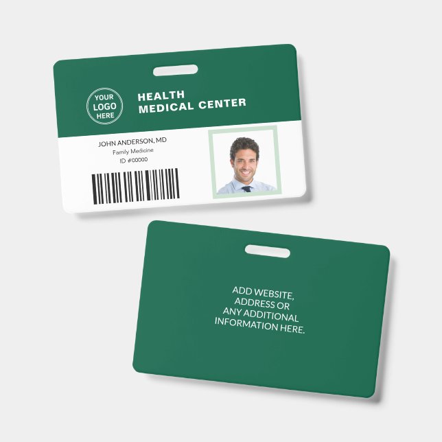 Badge Code-barres ID Clinique de soins médicaux de santé (Avant & arrière)
