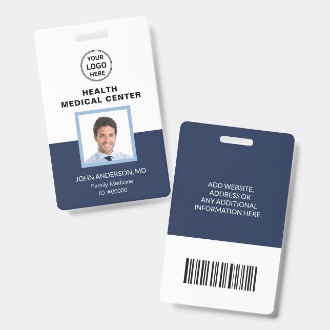 Badge Code-barres ID Clinique de soins médicaux de santé (Avant & arrière)