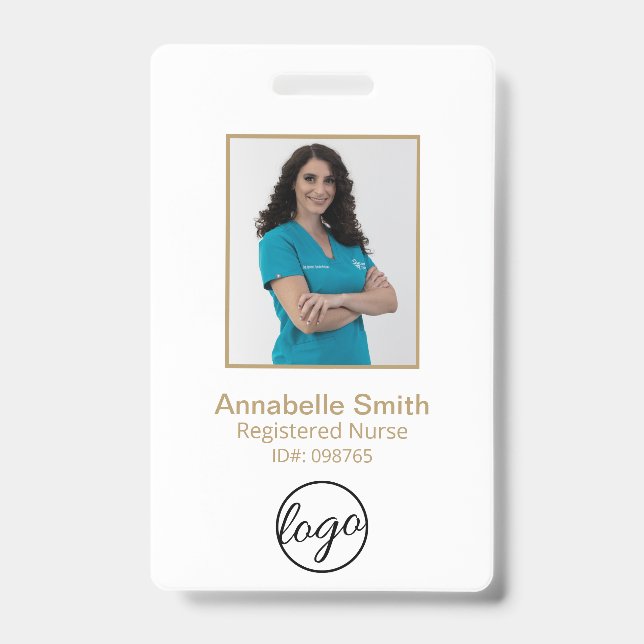 Badge Code-barres or simple - Employé photo (Avant)