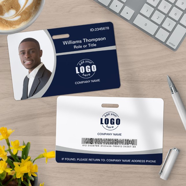 Badge Code-barres personnalisé avec logo et photo Employ (Créateur téléchargé)