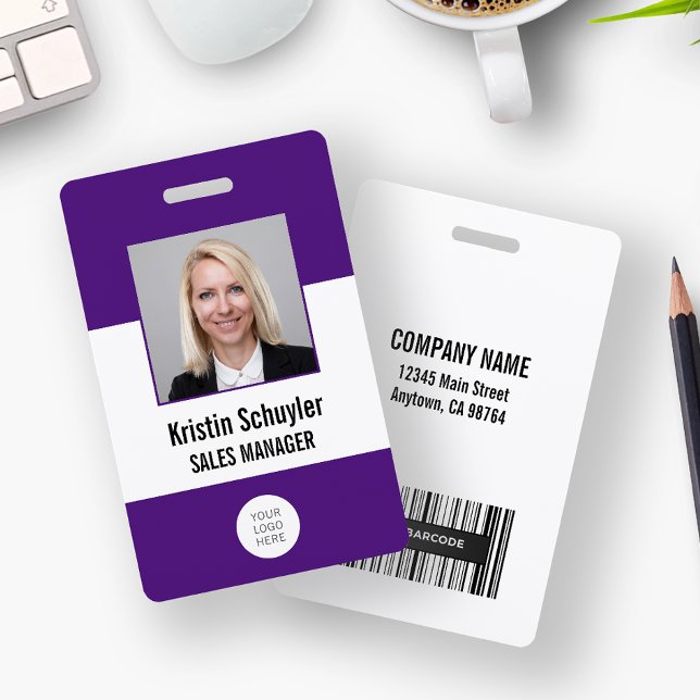 Badge Code-barres personnalisé avec logo et photo modern (Créateur téléchargé)