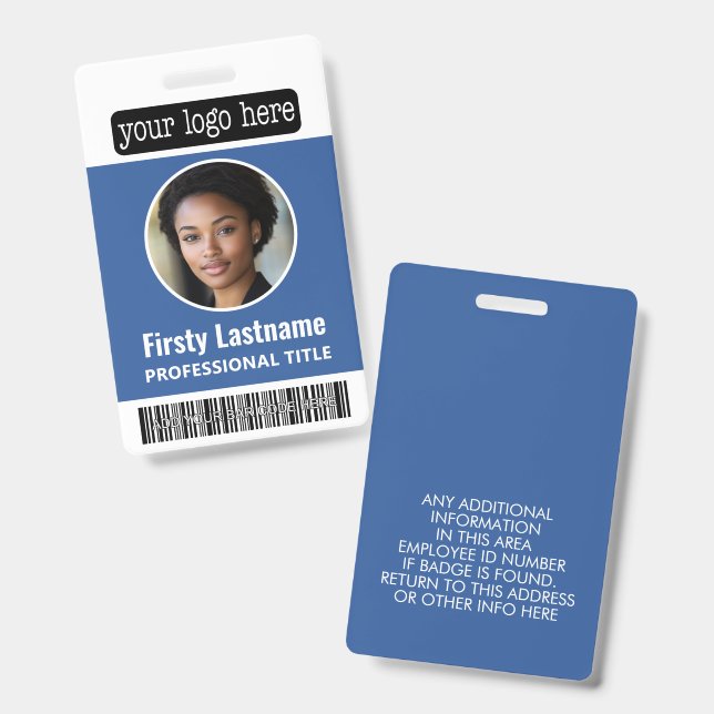 Badge Code-barres personnalisé pour employés avec photo  (Avant & arrière)