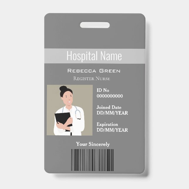 Badge Code-barres photo employé personnalisé ID logo (Avant)