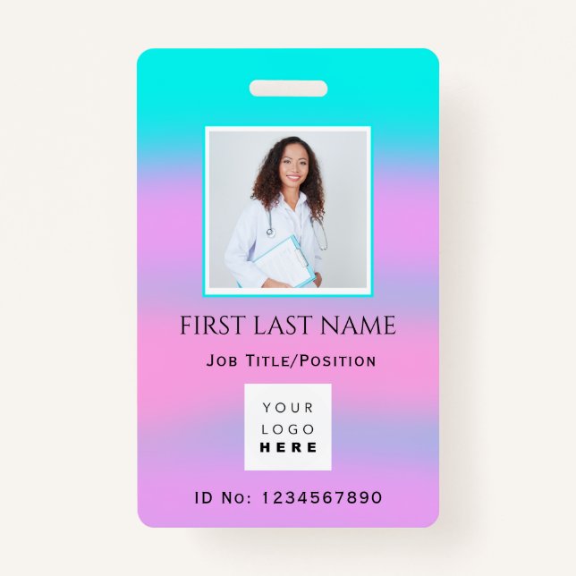 Badge Code-barres photo IDNumber Therapy Nurse Doctor He (Devant)