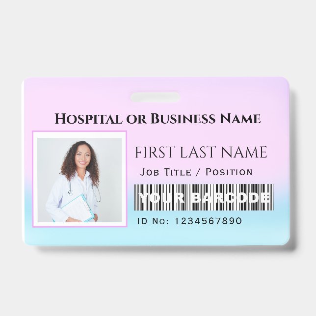 Badge Code-barres Photo Infirmière Médecin Santé Horizon (Avant)