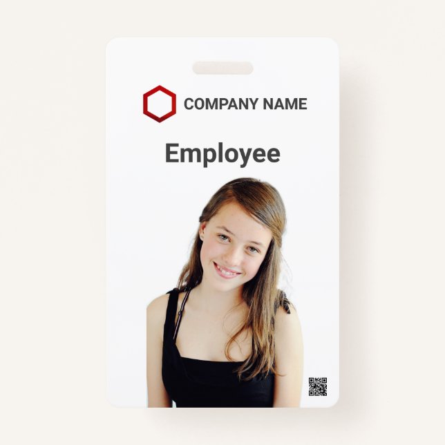Badge Code de la barre du logo photo de l'employé person (Devant)