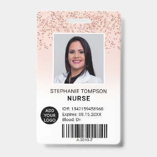 Badge Code de logo de photo d'infirmière ombré rose gold