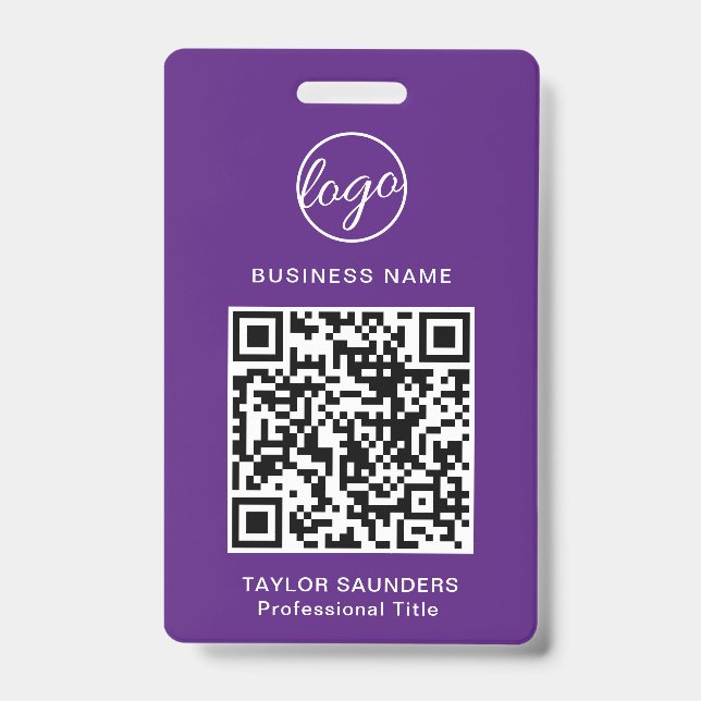 Badge Code d'identification d'employé QR Code Violet Sim (Avant)