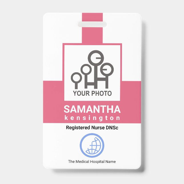 Badge Code d'Modèle photo de l'infirmière de la colonne  (Face)