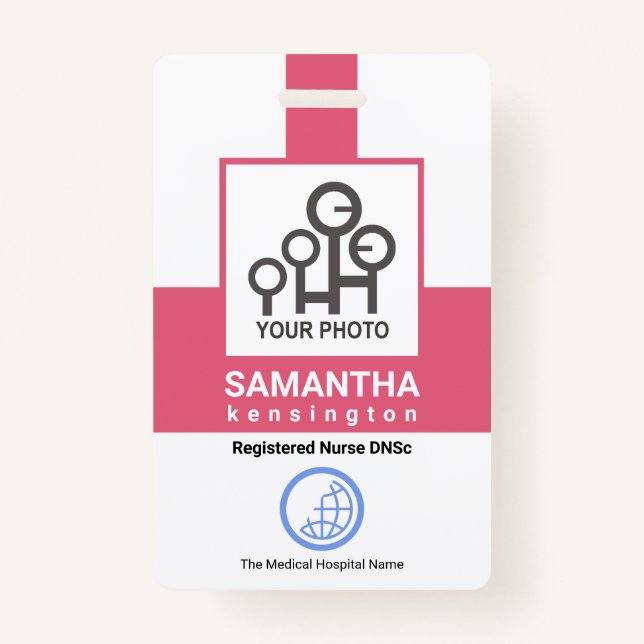 Badge Code d'Modèle photo de l'infirmière de la colonne  (Devant)