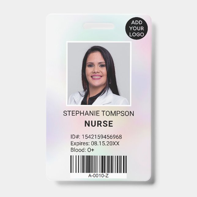 Badge Code logo photo infirmière holographique professio (Avant)