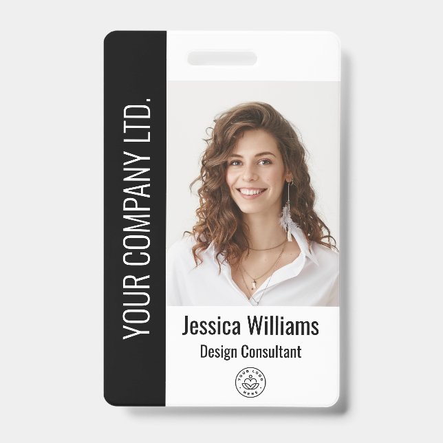 Badge Code noir de l'employé d'entreprise personnalisé (Avant)