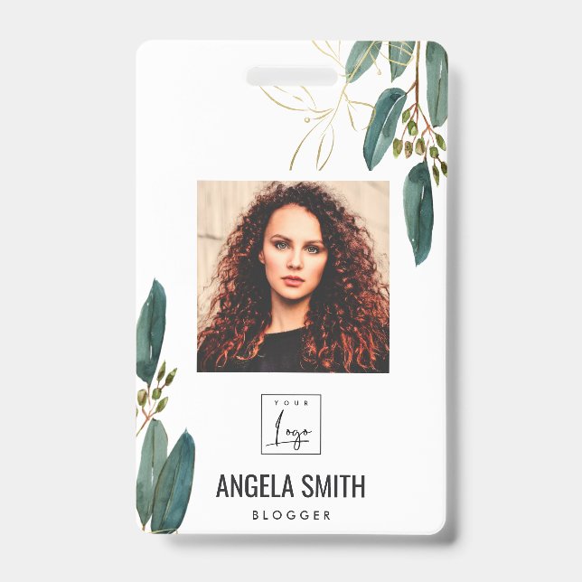 BADGE CODE PHOTO DE L'EMPLOYÉ DE L'EUCALYPTUS OR VERT (Front)