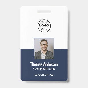 Badge Code photo de l'employé du logo commercial bleu ma