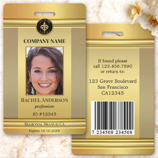 Badge Code photo de l'employé Gold élégant