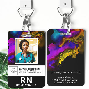 Badge Code photo de l'infirmière inscrite en soins de sa