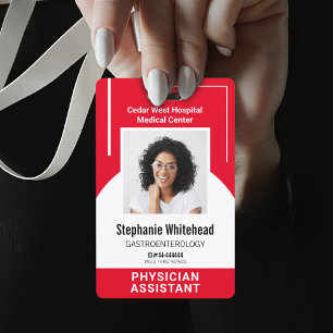Badge Code photo employé Médicale personnalisé rouge