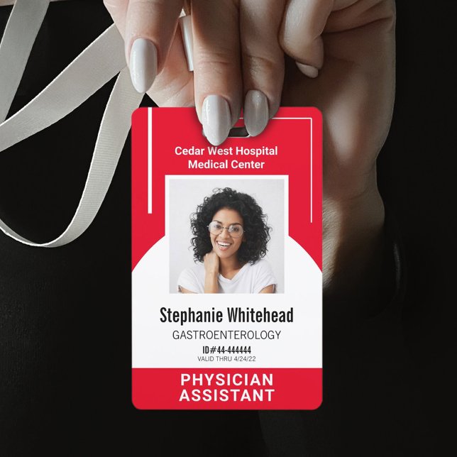 Badge Code photo employé Médicale personnalisé rouge (Your photo ID employee badge is not just an identification tool, but a powerful communication medium)