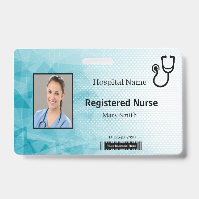 Badge Code photo Médicale géométrique Stethoscope (Avant)