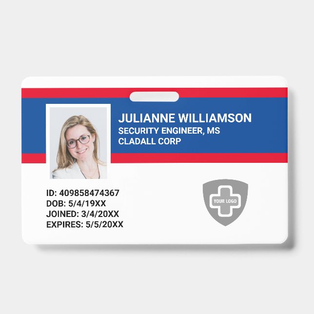 Badge Code photo personnalisé de l'employé, code-barres  (Avant)