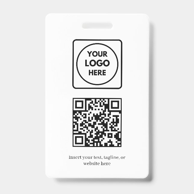 Badge Code QR blanc | Entreprise professionnelle simple (Avant)