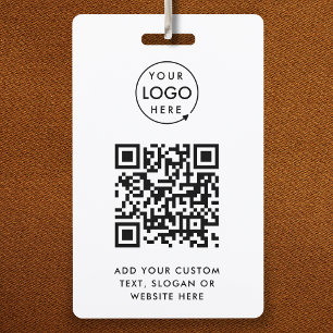 Badge Code QR   Business Logo Professionnel Simple Blanc