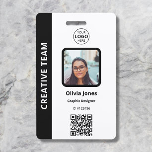 Badge Code QR de la carte d'identité photo de l'employé 