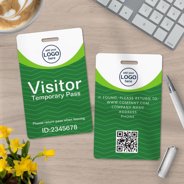 Badge Code QR de la carte verte de visiteur d'entreprise (Créateur téléchargé)