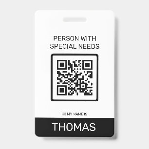 Badge Code QR de la personne ayant des besoins spéciaux