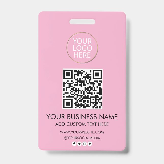 Badge Code QR de la société de logo et de texte professi (Avant)