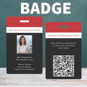 Badge Code QR de l'employé de l'école Photo d'identité d