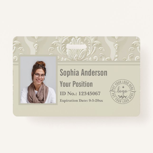 Badge Code QR de l'entreprise de photo personnalisée cla (Devant)