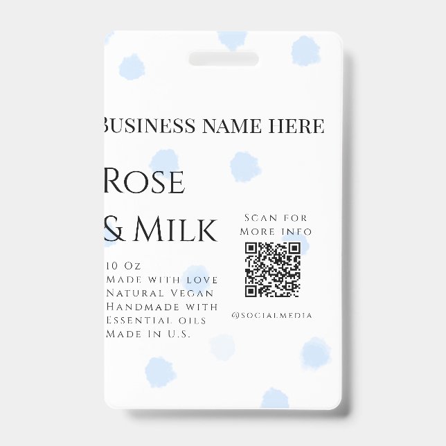 Badge Code QR de l'entreprise de savon artisanal au lait (Avant)