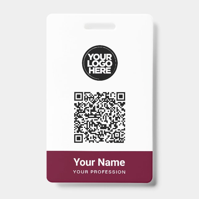 Badge Code QR de logo d'entreprise avec nom personnalisé (Avant)