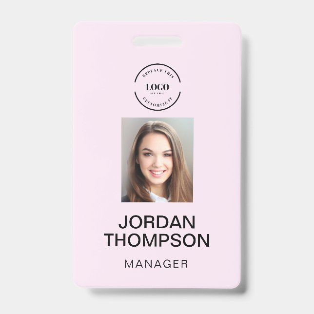 Badge Code QR de logo d'entreprise rose simple Photo de  (Avant)