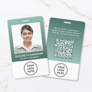 Badge Code QR de logo d'entreprise vert Carte d'identité