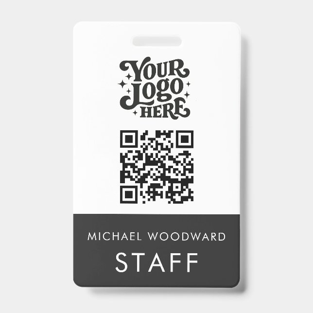 Badge Code QR de logo moderne Nom de l'employé  (Avant)
