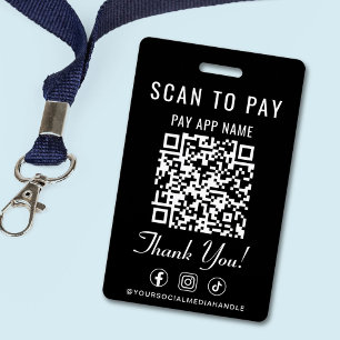 Badge Code QR de paiement sur les réseaux sociaux en noi