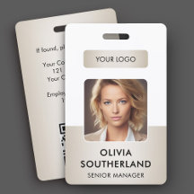 Code QR de photo d'employé Logo d'entreprise ID Or